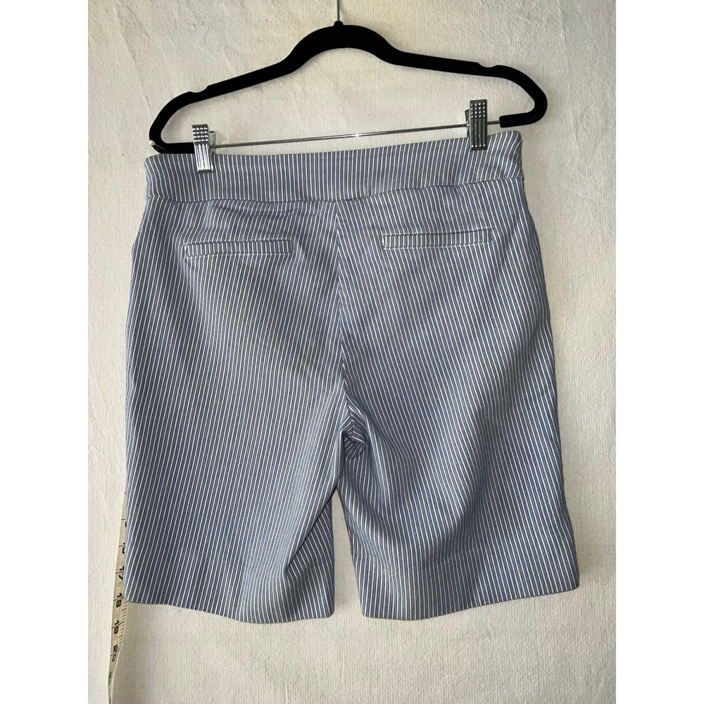 Hilary Radley Blue White Striped Pull On Bermuda Shorts Medium Golf Stretchy - Picture 5 of 6